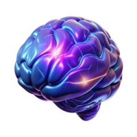 wonderful creative A holographic projection of a human brain rotating slowly, intricate neural networks pulsing with light, dark blue and purple lighting, abstract style exclusive png