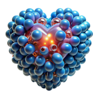 beautiful minimalist A swarm of nanobots assembling into the shape of a human heart, glowing with an internal light source, dark background, microscopic style genuine png