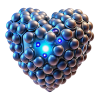 dramatic modern A swarm of nanobots assembling into the shape of a human heart, glowing with an internal light source, dark background, microscopic style original png