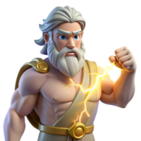 impressive creative A powerful Zeus wielding a lightning bolt, his eyes blazing with divine power, illuminated by the blinding flash of the lightning, in a heroic, classical style exclusive png