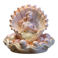 magnificent traditional A serene Aphrodite emerging from the sea foam, adorned with pearls and seashells, lit by the soft glow of sunrise, in a romantic, Rococo style premium png