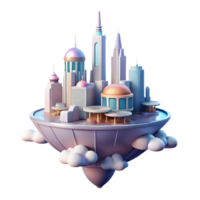 magnificent vintage A futuristic city floating among the clouds, sleek architecture, soft pastel lighting, utopian style genuine png