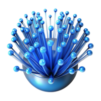 dramatic modern A complex network of fiber optic cables transmitting data, illuminated by pulsating, blue light, abstract art style authentic png