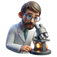 dramatic minimalist Portrait of a scientist in a lab coat, looking through a microscope, lit by bright laboratory light, in a scientific photography style genuine png