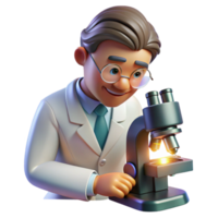 magnificent modern Portrait of a scientist in a lab coat, looking through a microscope, lit by bright laboratory light, in a scientific photography style 4K png