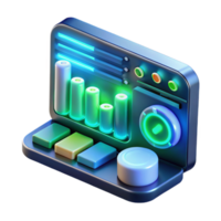 dramatic modern A close-up of a futuristic computer interface displaying complex data visualizations, illuminated by green and blue light, user interface design style 4K png