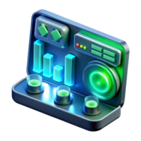 beautiful minimalist A close-up of a futuristic computer interface displaying complex data visualizations, illuminated by green and blue light, user interface design style high resolution png