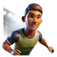 impressive artistic Portrait of an athlete in action, captured mid-movement, illuminated by stadium lights, in a sports photography style high resolution png