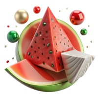 stunning abstract Watermelon Slice Red and Green Transparent Background high resolution png
