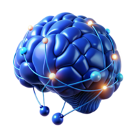 impressive rustic A human brain connected to a network of wires and glowing with data, illuminated by cool, blue light, cyberpunk style original png