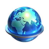 wonderful abstract A holographic projection of the Earth rotating, illuminated by soft, blue light, photorealistic style premium png