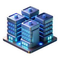 stunning classic A futuristic data center with rows of servers and blinking lights, illuminated by cool, blue light, technical illustration style professional png