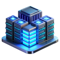 extraordinary traditional A futuristic data center with rows of servers and blinking lights, illuminated by cool, blue light, technical illustration style premium png