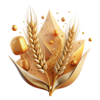 elegant traditional Waving Wheat Field Isolated Element with Golden Light high resolution png