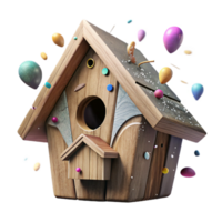 impressive classic Weathered Birdhouse Isolated with Worn Wood Grain high quality png