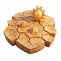 serene creative A cracked desert floor, harsh midday sun, photorealistic style high resolution png