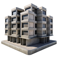 impressive abstract Brutalist concrete apartment complex, repetitive geometric patterns, stark shadows, urban decay, grunge aesthetic high resolution png