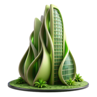 vibrant modern Biomorphic skyscraper inspired by nature, flowing organic shapes, lush greenery integrated into the facade, soft diffuse lighting, sustainable architecture professional png