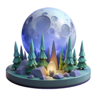 magnificent minimalist A full moon illuminating a forest, mystical lighting, ethereal style high quality png