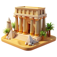 serene classic Ancient Egyptian temple, hieroglyphics and colossal statues, warm desert light, historical style high resolution png