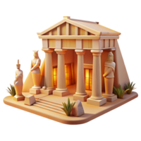 elegant rustic Ancient Egyptian temple, hieroglyphics and colossal statues, warm desert light, historical style original png