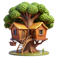 vibrant abstract Treehouse built into a giant redwood, rustic wooden construction, dappled sunlight filtering through the leaves, whimsical style original png