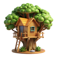 vibrant traditional Treehouse built into a giant redwood, rustic wooden construction, dappled sunlight filtering through the leaves, whimsical style exclusive png
