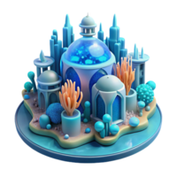 extraordinary minimalist Underwater city with bioluminescent coral structures, soft blue light, futuristic underwater architecture high resolution png