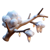 serene minimalist A tree branch covered in snow, winter lighting, peaceful style authentic png