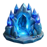 impressive abstract Crystal cave with intricate ice formations, glowing blue light, ethereal atmosphere high quality png
