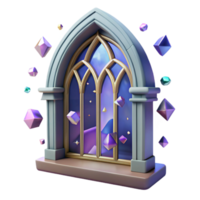 vibrant rustic Whispering Walls Window Frame Gothic Design Transparent Background premium png