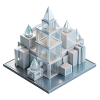 vibrant abstract Conceptual architectural model made of clear acrylic, intricate geometric forms, soft studio lighting genuine png
