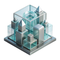 impressive rustic Conceptual architectural model made of clear acrylic, intricate geometric forms, soft studio lighting high quality png