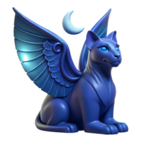 beautiful rustic A mysterious sphinx with wings of midnight blue, gazing enigmatically into the distance. Soft, moonlight. Art Nouveau style authentic png