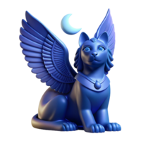 wonderful minimalist A mysterious sphinx with wings of midnight blue, gazing enigmatically into the distance. Soft, moonlight. Art Nouveau style authentic png