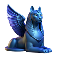 extraordinary artistic A mysterious sphinx with wings of midnight blue, gazing enigmatically into the distance. Soft, moonlight. Art Nouveau style 4K png