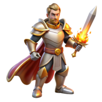 magnificent rustic A regal knight in shining armor, wielding a flaming sword. Dramatic, heroic lighting. Romantic style 4K png