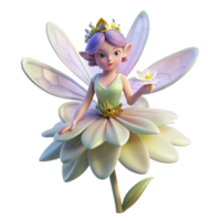 dramatic artistic A delicate fairy with wings of gossamer and a crown of wildflowers, hovering over a dew-kissed flower. Soft, ethereal lighting. Pre-Raphaelite style high quality png