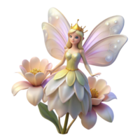 extraordinary traditional A delicate fairy with wings of gossamer and a crown of wildflowers, hovering over a dew-kissed flower. Soft, ethereal lighting. Pre-Raphaelite style exclusive png
