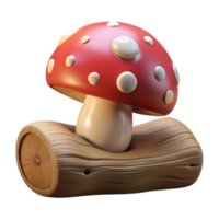 stunning minimalist A mushroom growing on a fallen log, soft lighting, whimsical style high resolution png