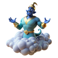 elegant artistic A powerful djinn emerging from a swirling cloud of smoke, granting a wish. Mystical, glowing lighting. Orientalist style original png