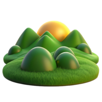 beautiful artistic Rolling hills covered in green grass, golden hour lighting, pastoral style high resolution png