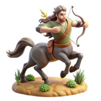 stunning rustic A wise centaur with a bow and arrow, galloping through a forest. Dynamic, action-oriented lighting. Classical mythology style genuine png