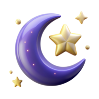 serene classic A crescent moon in the night sky surrounded by stars, ethereal style premium png