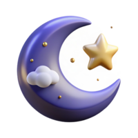 elegant rustic A crescent moon in the night sky surrounded by stars, ethereal style high resolution png