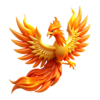 elegant rustic A majestic phoenix with feathers of fire and gold, rising from the ashes. Bright, fiery lighting. Symbolic style original png