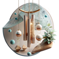 serene artistic Wind Chimes Hanging From Tree Branch Element with Transparent Background png