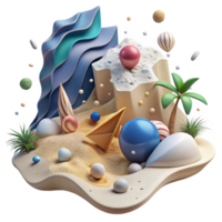 wonderful vintage Windswept Beach with Crashing Waves Element with Transparent Background png