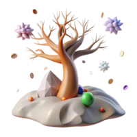 elegant creative Windswept Tree on Hilltop Element with Transparent Background exclusive png