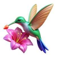 impressive minimalist A hummingbird hovering near a flower, vibrant colors, dynamic style professional png